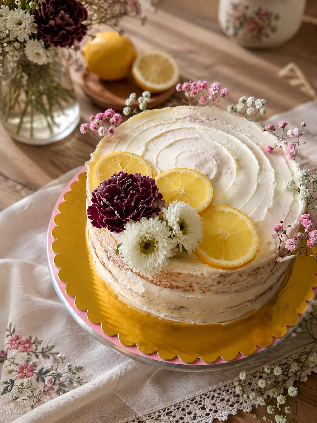 Handcrafted cake with delicate decoration